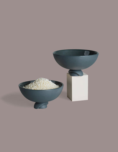 Kaolin Rice Bowl Set of 2 Graphite